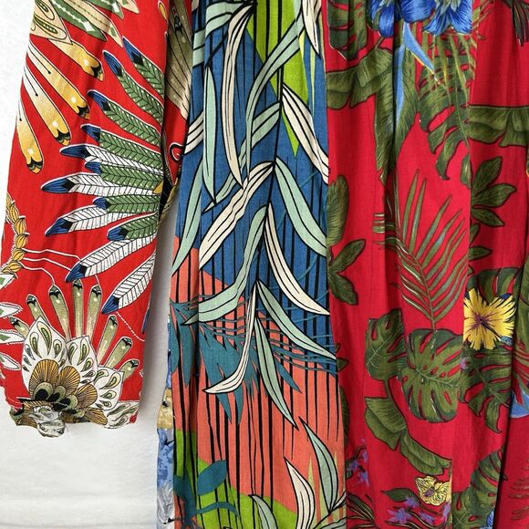 Tropical Resort Blouse Sacred Threads V Neckline Sz L/XL flowy relaxed island - Picture 4 of 10
